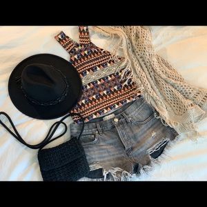 Gray Distressed Denim Shorts